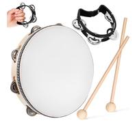 Hemobllo Tambourine Musical Instrument for Adults with Sound Quality and Easy to Learn Features, Made of Wood and Metal, for Performances and Variety of Occasions