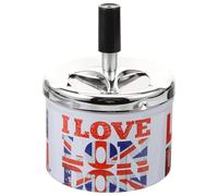 Hemobllo Tinplate Ashtray with Lid for Home and Bar, Vintage Metal Ashtray with Smooth Surface and Space-saving Design, Portable Windproof Cigarette Ash Bucket for Indoor Use