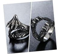 Hemobllo Titanium Steel Shark Mouth Ring for Men Fashion Jewelry Cool Design Adds Charm Male Friends and Family Stylish Accessory for Various Outfits
