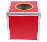 Hemobllo Transparent Raffle Box: 8 inch Acrylic Lottery Box with Slot - Red Aluminum Ticket Holder, Multifunctional for Events, Fundraising, Parties, Donation Storage & Suggestion Collection