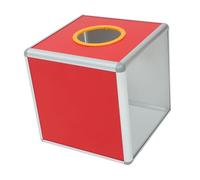 Hemobllo Transparent Red Aluminum Alloy Donation Box with Slot Medium Raffle Ticket Storage Container for Voting Fundraising Charity and Lottery Use