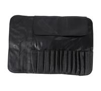 Hemobllo Travel Makeup Brush Organiser Pouch with 12 Elastic Pockets, Pu Leather Cosmetic Bag for Women, Lightweight and Travel-Friendly Beauty Essentials Storage
