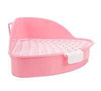 Hemobllo Triangle Small Animal Litter Box Pet Potty Training Corner Toilet Pan for Bunny Hamster Chinchilla Rabbit Pink