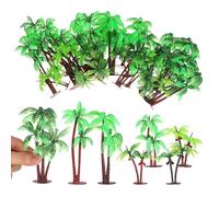 Hemobllo Tropical Palm Trees Plastic Miniature Coconut Tree Models 31 Pcs for Indoor Diorama Train Railway Landscape Decoration with Compact Storage