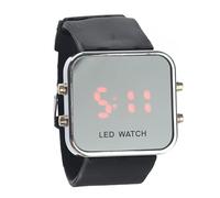 Hemobllo Unisex Red LED Digital Mirror Watch with Date and Time
