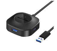 Hemobllo USB 3.0 Hub, 3-port Multiport Expansion Adapter, Abs Black, Model, 30cm Cable, Supports Serial Interface Devices for Laptop and Office Use Random Color