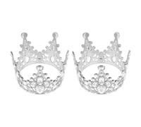 Hemobllo Vintage Baroque 2pcs Silver Mini Birthday Crown Cake Toppers for ’s Party Decor, Cupcake Dessert Crown Ornaments for Shower and Birthday Celebration