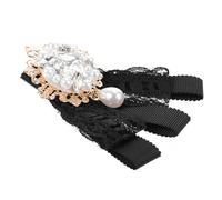 Hemobllo Vintage Black Lace Bow Tie Brooch, Sweet Retro Necktie Accessory for Women, Classic College Style Collar Pin for Blouse and Uniform