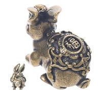 Hemobllo Vintage Brass Zodiac Rabbit Figurine 2023 Retro Bunny Tabletop Decor Chinese Lunar Year Ornament Home Decoration