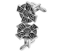 Hemobllo Vintage Cross Cufflinks for Men in Silver Alloy with Secure Mechanism, Classic Retro Style to Protect Shirt, for Wedding and Festive Celebrations
