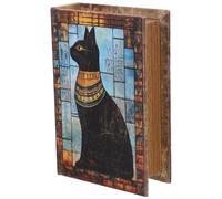 Hemobllo Vintage Egyptian Cat Book Storage Box Medium Decorative Keepsake Compartment Organizer Jewelry Cash Hidden Safe Discreet Bookshelf Decor