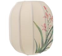 Hemobllo Vintage Hand-Painted Floral Oval Fabric Lamp Shade E27 with Sturdy Form and Soft Light Diffusion, 6.3x5.1x5.1 Inches, for Pendant Lights and Decorative Bedroom or Kitchen Island