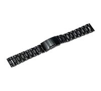 Hemobllo Watch Band Sturdy Black Stainless Steel 24mm with Straight End and Solid Links Bracelet Strap Featuring Easy Quick Release and Deployment Buckle, for Men’s Watches