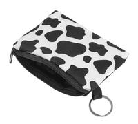 Hemobllo Water-Repellent Cow Print Coin Purse Small Zipper Pouch with Keychain Compact Change Wallet for Women Portable Card Holder Cash Bag