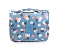 Hemobllo Waterproof Hanging Wash Bag and Hand Strap Built-in Plastic Hook Portable Cosmetic Organizer with Multiple Compartments Blue Nylon Fabric for Travel and Outdoor Camping
