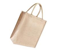 Hemobllo Waterproof Jute Shopping Bag with Handle, Vintage Laminated Sackcloth Tote Pouch 26x27x10cm, Reusable Handheld Storage Pouch for Grocery and Travel Use