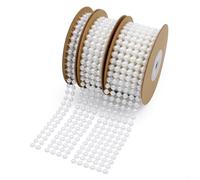 Hemobllo Wedding Ribbon Band Pearl Bead 3 Rolls Cotton Thread Garland for DIY Crafts and Clothing Decoration