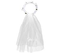 Hemobllo Wedding Veil Headband Featuring a Delicate Flower Crown Hairband Design, Lightweight and Decorated with Simulation Flowers, Made of Iron Wire and Gauze, Bridal Hair Accessories