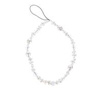 Hemobllo White Pearl Beaded Mobile Phone Chain Anti-slip Decorative Hanging Strap DIY Phone Charm Accessory for Women