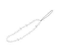 Hemobllo White Pearl-like Glass Beaded Mobile Phone Anti-lost Chain, Unique DIY Decorative Hanging Strap for Smartphones, Non-slip Phone Charm Lanyard for Daily Use