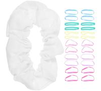 Hemobllo White Tie Dye Scrunchies 10pcs Elastic Hair Ties Set with 100pcs Spring Color Hair Bands for Women Ponytail Holders DIY Party Use