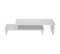 Hemobllo White Wooden Monitor Stand Riser 2 Tier Double Layer