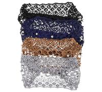 Hemobllo Wide Lace Headbands Providing Versatile Use and Protecting Hair from Breakage with Faux Pearls Women 4pcs Hollow Elastic Fabric Bands for Spa and Party Accessories