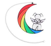 Hemobllo Window Moon Hanging Dog Stuff Pets Dog Loss Dog on Moon Hanging Ornament Dog Memorial Dogs Dog Pool Stained Rainbow Moon Loss of Dog Dachshund Hanging Dog Ornament Acrylic