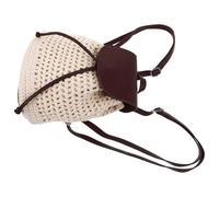 Hemobllo Women Woven Backpack Flap Drawstring Small Boho Brown | Polyester PU Build, Adjustable Straps and Top Handle, Beach Days or Quick Errands, Holds Wallet and Phone