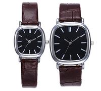 Hemobllo Womens Watch 2pcs Couple Watch Man Quartz Leather Strap Ordinary Glass Mirror Ladies Watch