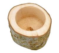 Hemobllo Wood Hamster Food Bowl Multi-function Squirrel Feeder Natural Wood Chewable Pet Feeder Dish Suitable for Rabbits Chinchillas and Small Rodents