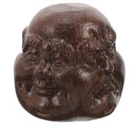 Hemobllo Wooden Carved Buddha Head Statue with Intricate Craftsmanship and Delicate Artwork, Small Figurine Ornament for Daily Home Décor Creating a Serene Ambiance