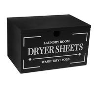 Hemobllo Wooden Dryer Sheet Container with Multifunctional Storage with Lid, Black Laundry Dryer Sheet Holder Box and Sleek Minimalist Design for Laundry Room Organization