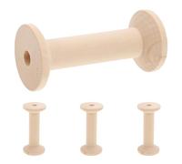 Hemobllo Wooden Empty Spools Thread Bobbins for Easy Threading 4pcs Large Winding Rollers in Beige for DIY Projects and Home Sewing
