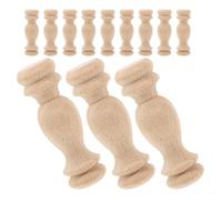 Hemobllo Wooden Finials 12Pcs Beige 6X1.8Cm Unfinished Decorative Pillars for Flagpole Toppers and Furniture Handles