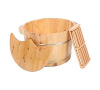 Hemobllo Wooden Foot Tub with Lid Thickened Cedar Foot Bath Basin 1-set Home Soaking Bucket with Massage Beads