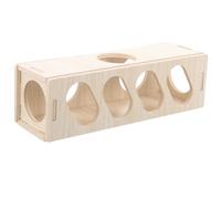 Hemobllo Wooden Hamster Tunnel and Hideout Shelter for Hamsters and Rats, Multi-purpose Beige Habitat Accessory that Keeps Pets Busy and Provides a Natural Hideaway