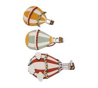 Hemobllo Wooden Hot Air Balloon Decorations 3Pcs Set with Assorted Colours, Boho Nursery Wall Embellishment for Rooms and Play Areas