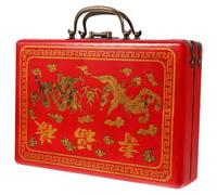 Hemobllo Wooden Mahjong Box Traditional Chinese Rectangle Storage Case 8.66X5.91X1.57In Portable Organizer for Mahjong Tiles and Household Items