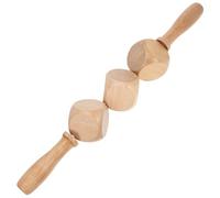 Hemobllo Wooden Massage Roller Stick for Full Body Manual Massage, 3-dice Gua Sha Therapy Tool, Muscle Relaxation Rod for Back, Shoulder and Neck Relief