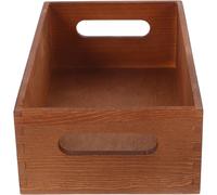 Hemobllo Wooden Organizer Open Top Desktop Crate Box with Side Handles | Solid Wood Build, Minimalist Style, Quick Access for Stationery and Remote Controls, Vanity or Dresser Top