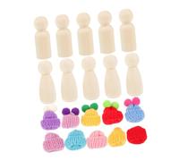 Hemobllo Wooden Peg Dolls with Hats Unfinished Craft Natural Wood Figures for DIY Painting Educational Creative Handcrafts Random Color