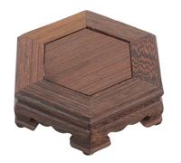 Hemobllo Wooden Vase Display Stand Hexagon Shape Decorative Plant Stand for Indoor Decor with Stable and Firm Brown Wood Base, for Flower Pots and Handicrafts Display