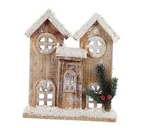 Hemobllo Wooden Xmas House Glowing Christmas Village Decoration Luminous Snow Scene Adornment with Bright Color and Craftsmanship Holiday Festive Table Ornament for Home and Gifts