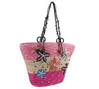 Hemobllo Woven Beach Bag with Zip Large Capacity Hand-crocheted Wheat Straw Tote Bag for Women for Going for Parties and Beach Travel