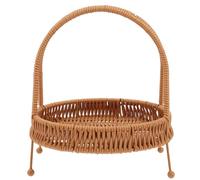 Hemobllo Woven Rattan-style Serving Basket with Single Tray Brown Portable Snack and Fruit Holder for Hot Pot Restaurants and Home Dining Table Organizer