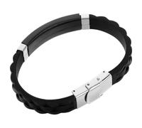 Hemobllo Wrist Strap Silicone Sports Bracelet Men’s Black Silicone and Stainless Steel Fashionable Skin-friendly Bracelet for Street Dancer, Band and Bar