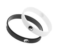 Hemobllo Yin Yang Silicone Wristbands Rubber 2Pcs Black and White Tai Chi Symbol Couples One Size Fits Comfortable Fit for Men Women
