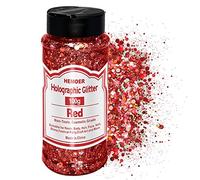 HEMOER Holographic Chunky Glitter, 100g Red Chunky Sequins Glitter, Cosmetic Craft Glitters for Resin, Face, Nail, Body, Crafts, Slime Festival Party Art and More-3.52oz/Bottle
