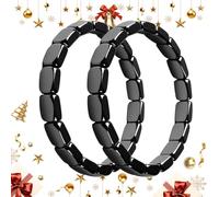 Hemois Hematite Bracelet,Heyms Hematite Bracelet For Men,For Embody Resilience And Vitality, Helping You Feel More Focused, Grounded And Empowered In Daily Life, With Christmas Bag (2PCS)